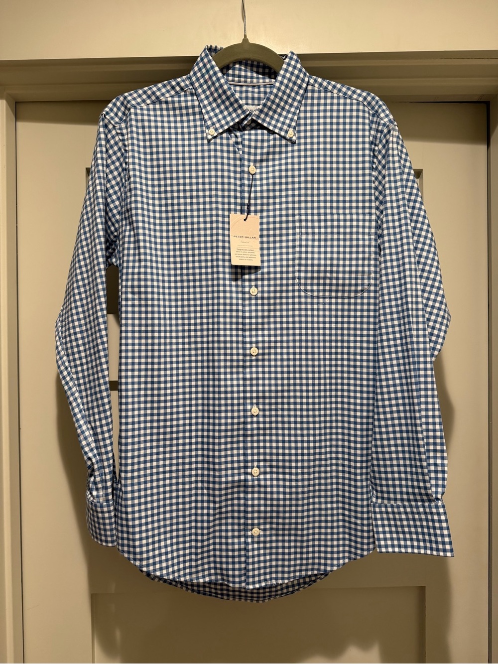 Peter Millar Tradition Crown Lite Cotton Shirt Small NWT Blue Gingham